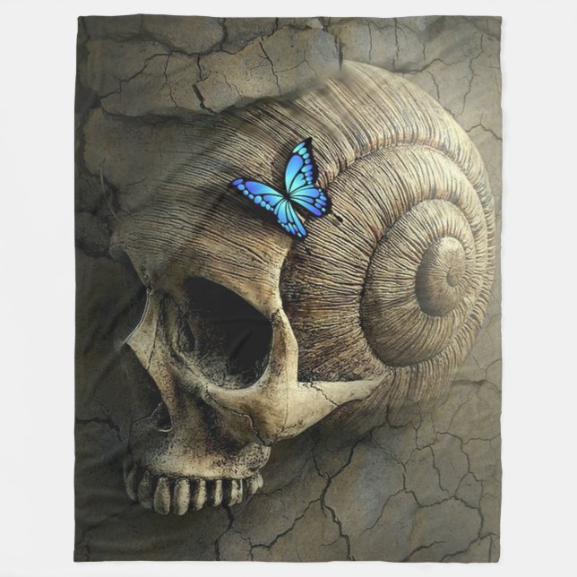 Manta Polar Calavera y mariposa (Anverso)