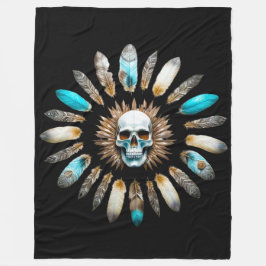 Manta Polar Calavera y plumas 01