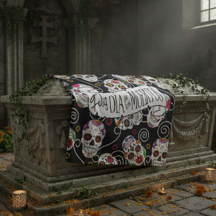 Manta Polar Calaveras azucareras y remolinos Subió ID725 negro