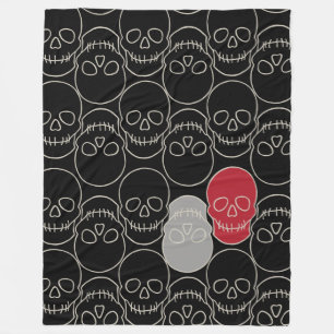 Manta Polar Calaveras - Blanco negro y negro