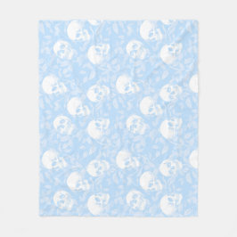 Manta Polar Calaveras góticas azules pastel y follaje Hallowee