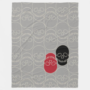Manta Polar Calaveras - Gris fantasma y blanco óseo