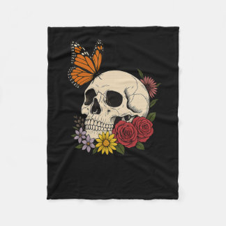 Manta Polar Calaveras Mariposa Monarca Flores Halloween Hombre