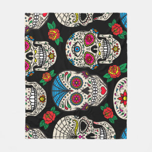 Manta Polar Calaveras y Rosas mexicanos: Diseño de época