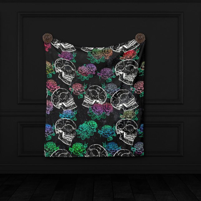 Manta Polar Calaveras y Rosas oscuros | Funky Glam Ombre Grung (Subido por el creador)