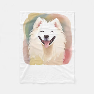 Manta Polar Calcomanía de perro Samoyed acuarela1