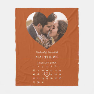 Manta Polar Calendario de Aniversario de Boda de Otoño Naranja