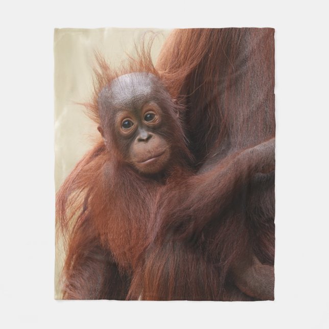 Manta Polar Cálido - El Adorable Bebé Orangutan (Anverso)