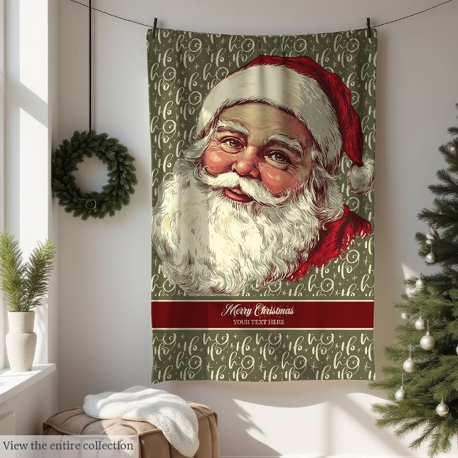 Manta Polar Cálido retro Santa Fleece Blanket para Navidades D (Warm Retro Santa Fleece Blanket for Christmas Fun)