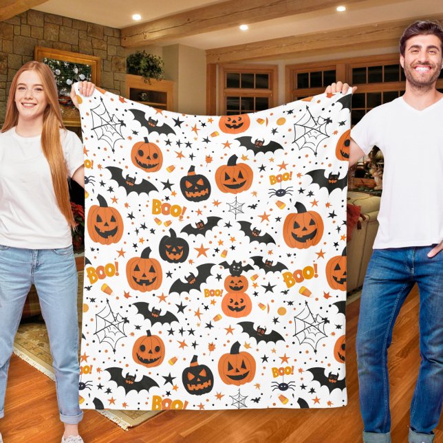 Manta Polar Cálido Y Acogedor Festival Temático De Halloween (Cute And Cozy Halloween Themed Festive Fleece Blanket)