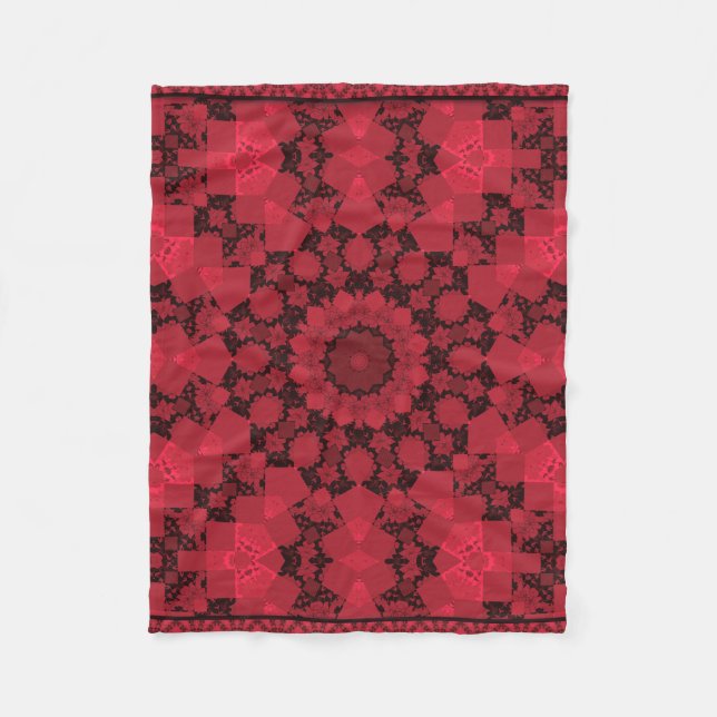 Manta Polar Calidoscopio rojo negro (Anverso)