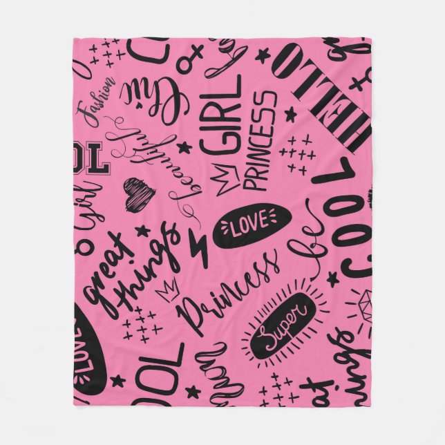 Manta Polar Caligrafía de chicas: Patrón de moda sin foco (Anverso)