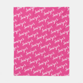 Manta Polar Caligrafía rosa brillante Nombre de repetición per