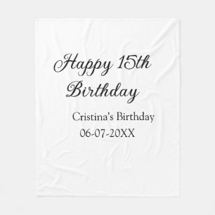Manta Polar caligrafía simple mínimo feliz 15 cumpleaños