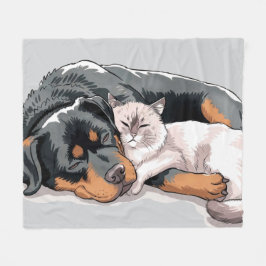 Manta Polar Cama de amor de rottweiler Dog and Cat Fleece Blan