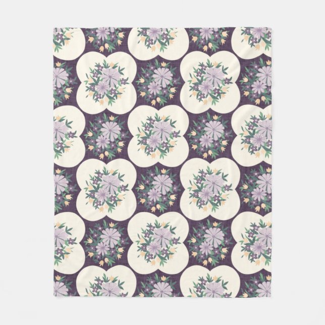 Manta Polar Cama de bebé morada y lavanda (Anverso)