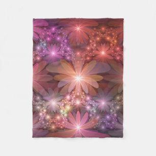 Manta Polar Cama De Flores Colorido Brillante Arte Fractal Abs