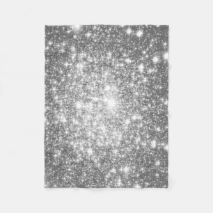 Manta Polar Cama de flores de las estrellas grises plateadas