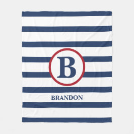 Manta Polar Cama de niño a rayas náuticas personalizada