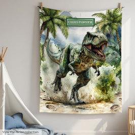 Manta Polar Cama de T-Rex enojada personalizada única para niñ