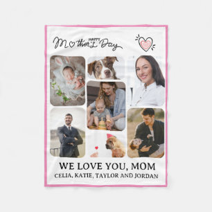 Manta Polar Cama personalizada de 7 fotos para mamá