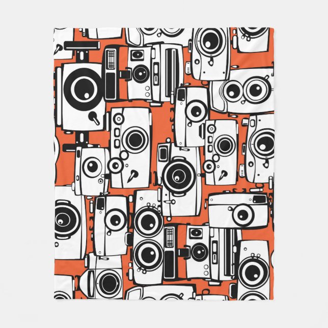 Manta Polar Cámaras de cine antiguas, patrón sin fisuras. (Anverso)