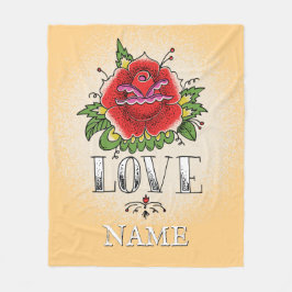 Manta Polar Cambiar nombre Añadir texto Rojo Tattoo AMOR