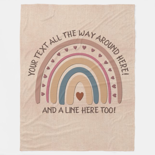 Manta Polar Cambiar texto Añadir nombre Boho Arcoiris Corazón  (Anverso)