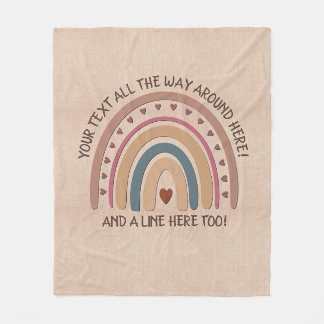 Manta Polar Cambiar texto Añadir nombre Boho Arcoiris Corazón  (Anverso)