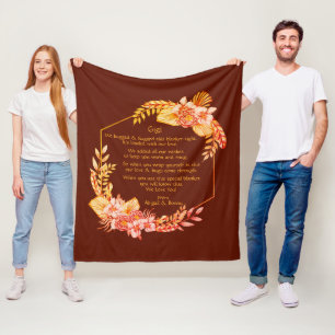Manta Polar Cambiar texto Añadir nombre Boho Flower Frame Abra