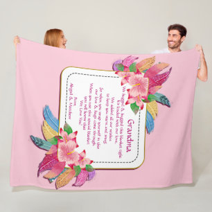 Manta Polar Cambiar texto Añadir nombre Flores Boho abrazadas