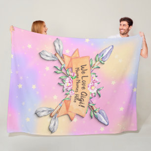 Manta Polar Cambiar Texto Añadir Nombres Boho Flor Flechas Ros