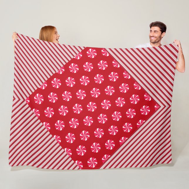 MANTA POLAR CAMBIOS DE NAVIDADES ROJOS Y BLANCOS Y DE DIAGONAL (In situ)