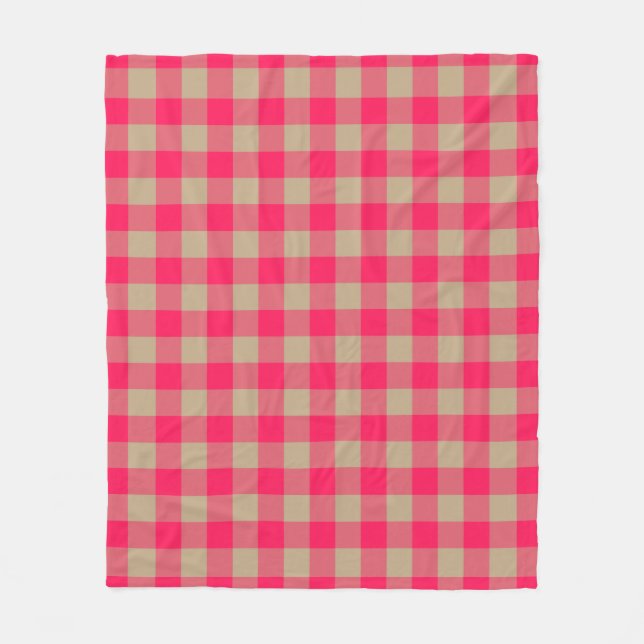 Manta Polar Camel Diva Búfalo Rosa Comprobar Patrón Gingham (Anverso)