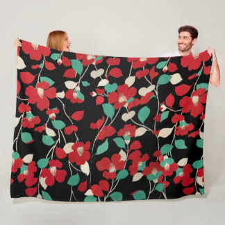 Manta Polar CAMELÍES ROJOS, VERDE BLANCA DEJA Floral NEGRA Osc