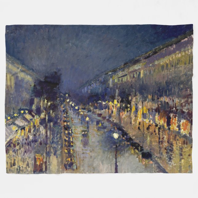 Manta Polar Camille Pissarro - Boulevard Montmartre de noche (Frente (Horizontal))