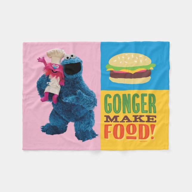 Manta Polar Camión de foodie de Cookie Monster | Gonger Make F (Frente (Horizontal))