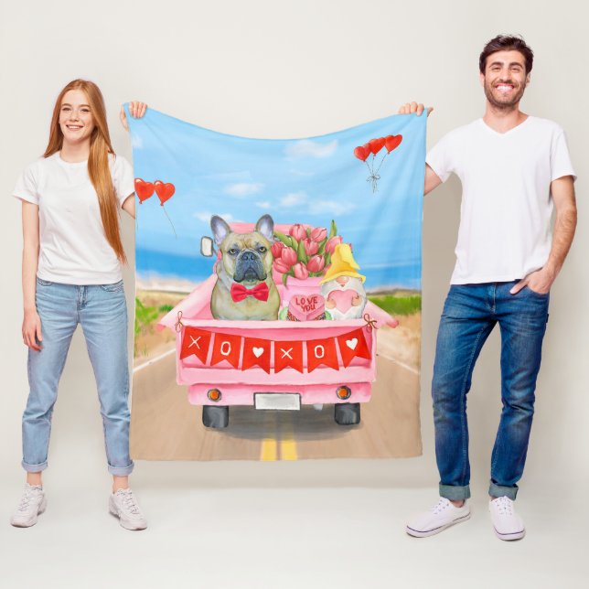 Manta Polar Camión de San Valentín de Bulldog Francés (In situ)