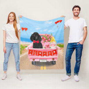 Manta Polar Camión del Día de San Valentín con Perro Caniche
