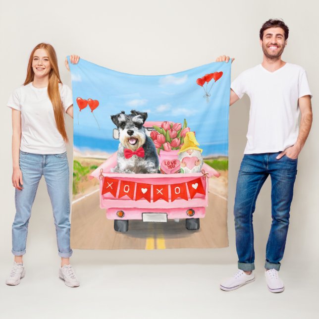 Manta Polar Camión El día de San Valentín de perro Schnauzer (In situ)