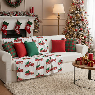 Manta Polar Camión rojo y árbol
