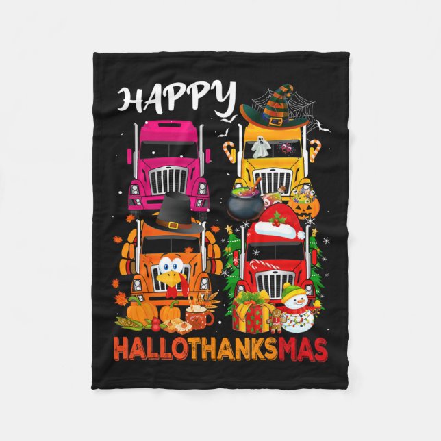 Manta Polar Camioneros de la Bruja Turquía Santa Trucks Happy  (Anverso)