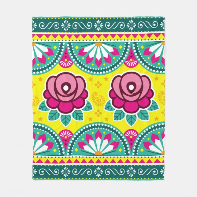 Manta Polar Camiones de arte indio y paquistaní sin fisuras (Anverso)