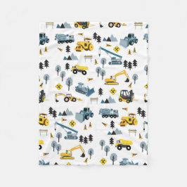 Manta Polar Camiones de construcción azules y patrón de tema d
