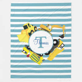 Manta Polar Camiones de construcción Bandas azules Monograma