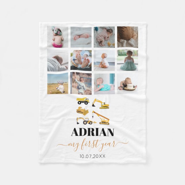 Manta Polar Camiones de construcción Collage de fotos de prime (Anverso)