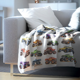 Manta Polar Camiones Monstruo para Niños Modernos