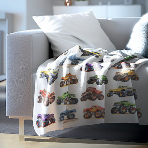 Manta Polar Camiones Monstruo para Niños Modernos