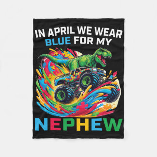 Manta Polar Camioneta Monstruo T Rex Conciencia del Autismo Az