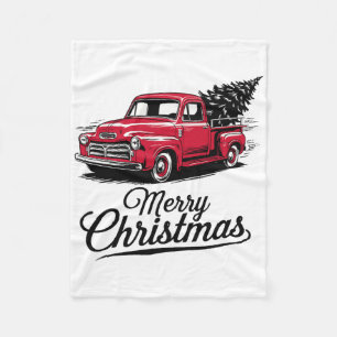 Manta Polar Camioneta Roja Navideña Árbol de Navidad Vintage N